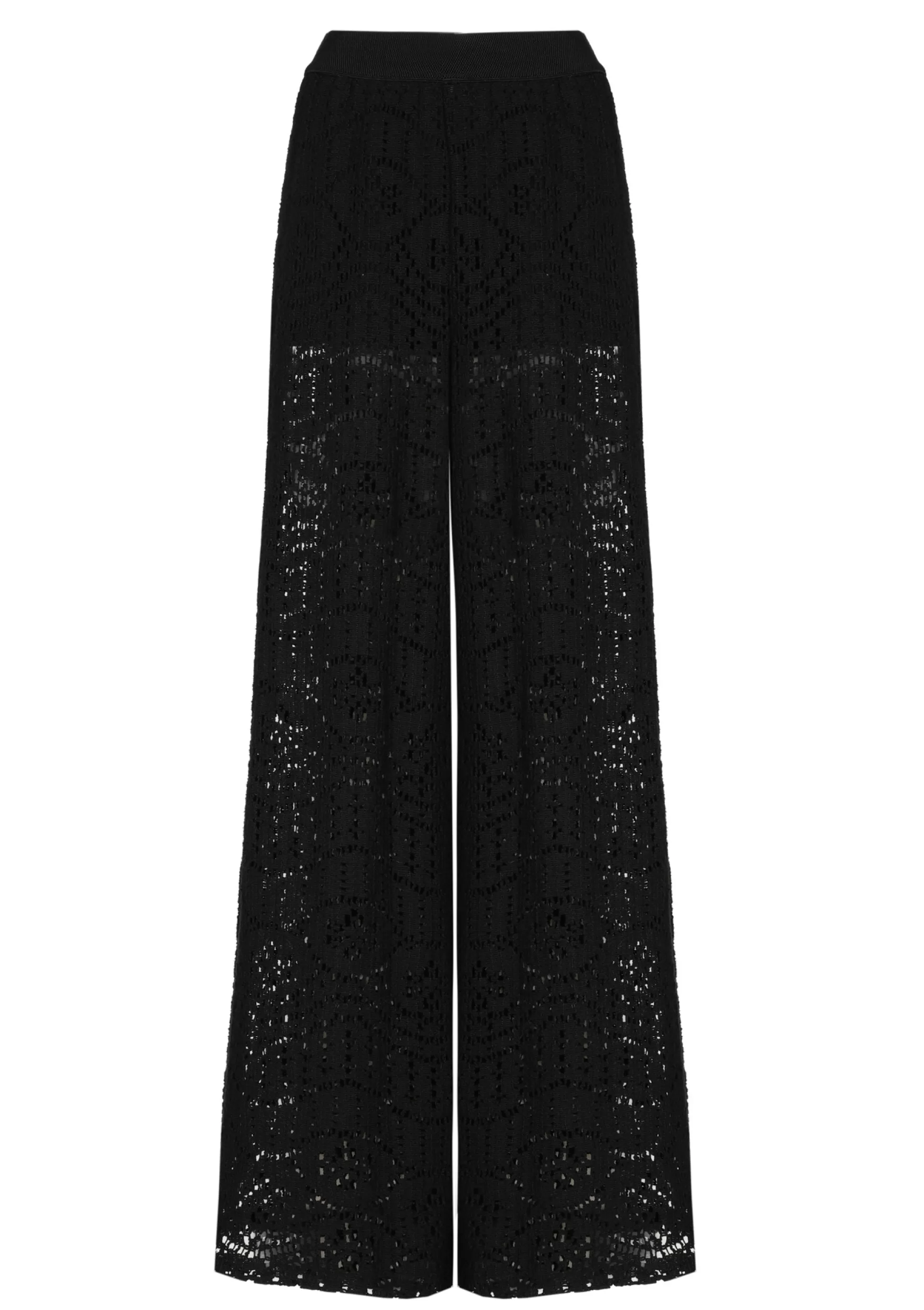 Caroline Biss Trousers*1546-10 / Flowing Trousers In Crochet, Wide Leg, Normal Waist