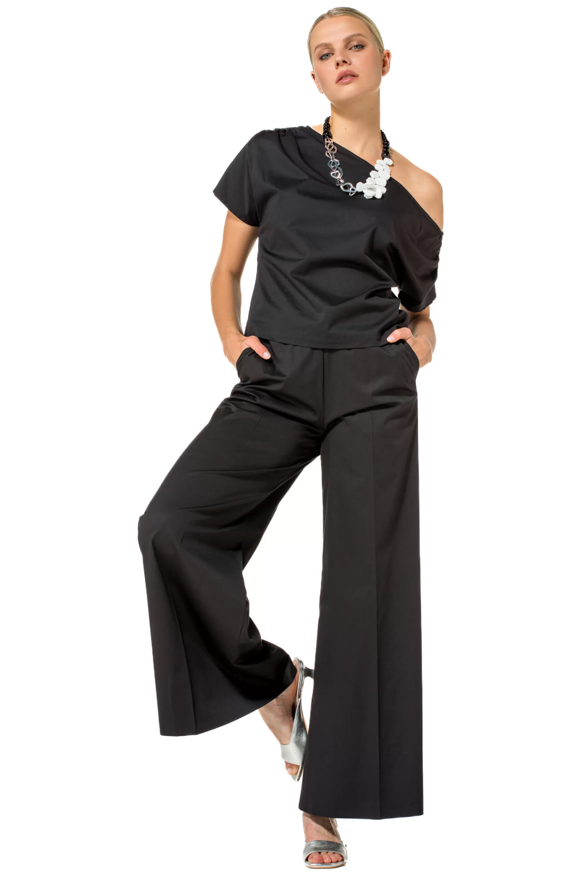 Caroline Biss Trousers*1569-10 / Comfortable wide trousers in cotton, normal waist