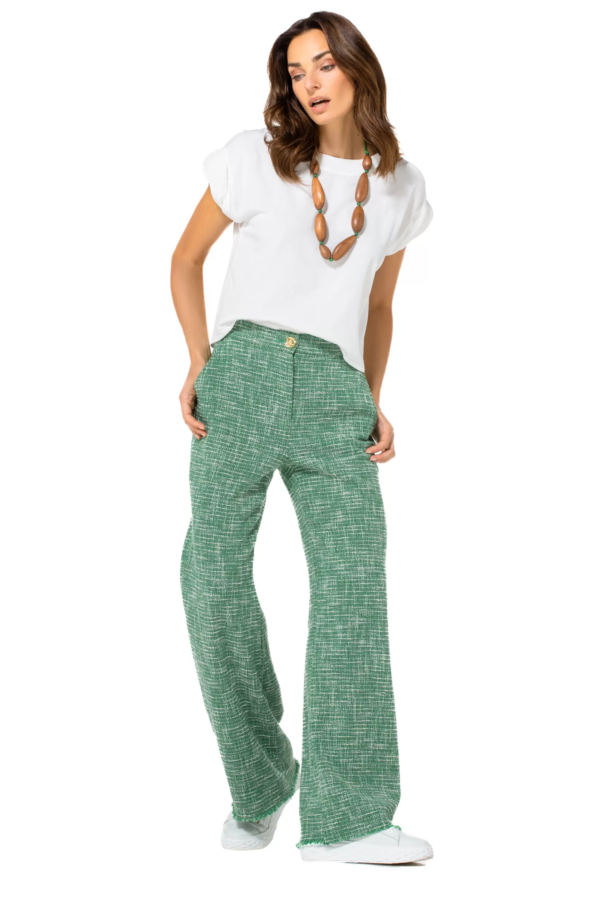 Caroline Biss Trousers*1588-62 / Trousers In Fine Bouclette, Wide Leg, Normal Waist